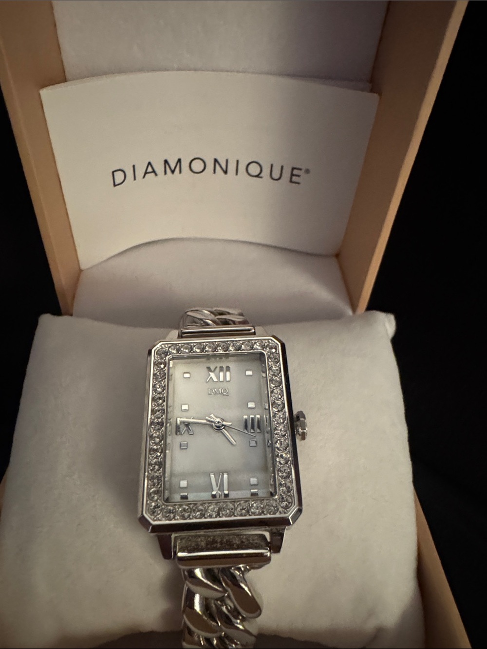 DMQ CZ Silver Crystal-Trim Women's Bracelet Watch - Silver
